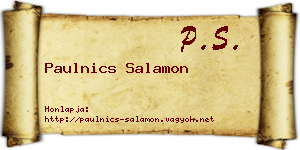 Paulnics Salamon névjegykártya